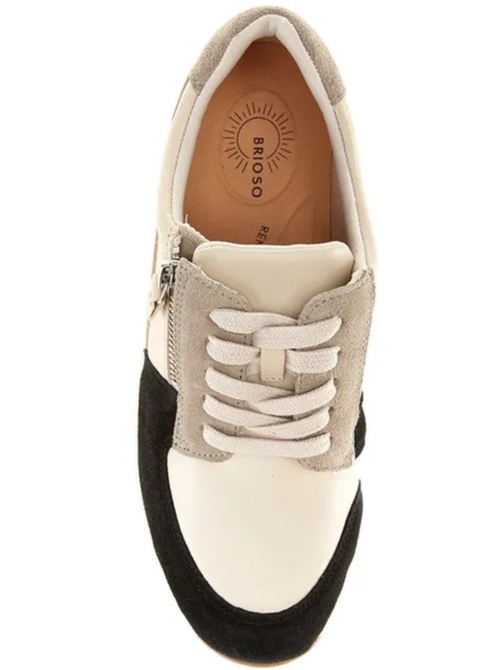 NWT Brioso Mimi Leather Zip Sneakers Sz 8 Rice/Black/Olive - Picture 4 of 9